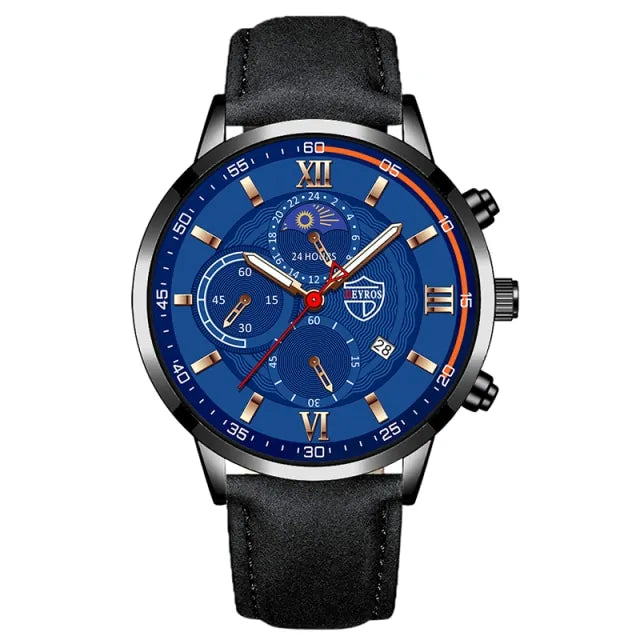 Men's Elegant Leather Timepiece