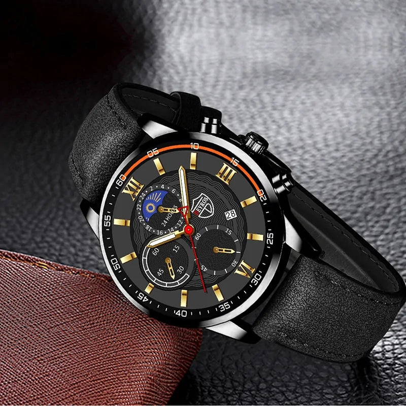 Men's Elegant Leather Timepiece