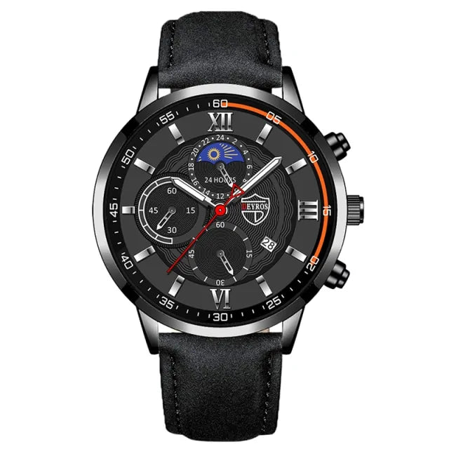 Men's Elegant Leather Timepiece