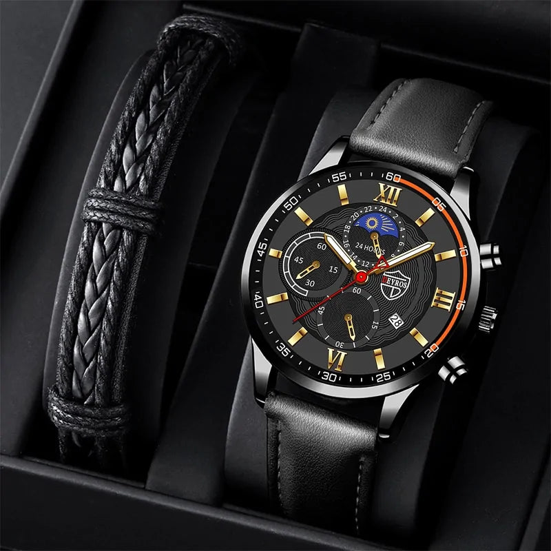 Men's Elegant Leather Timepiece