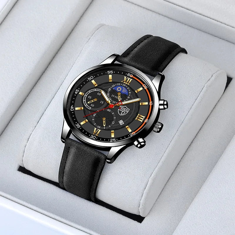 Men's Elegant Leather Timepiece